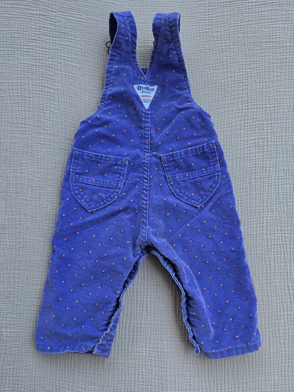 Vintage 80s/90s Oshkosh Purple Corduroy Overalls with floral details